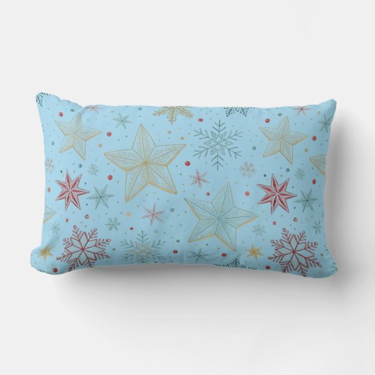 "Pastell Blue Star Pattern Lumbar Pillow Lendenkissen (Vorderseite)
