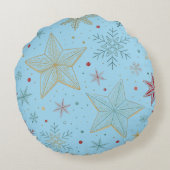 "Pastell Blue Star Pattern Round Pillow Rundes Kissen (Rückseite)
