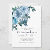 Pastell Blue Watercolor Rose Blumenblätter Brautpa (Vorderseite)