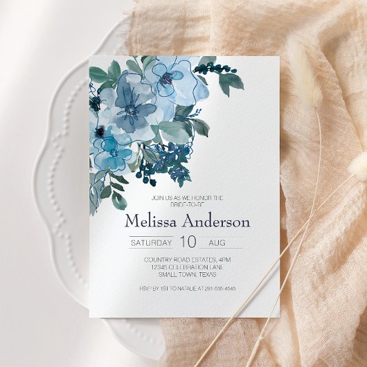 Pastell Blue Watercolor Rose Blumenblätter Brautpa