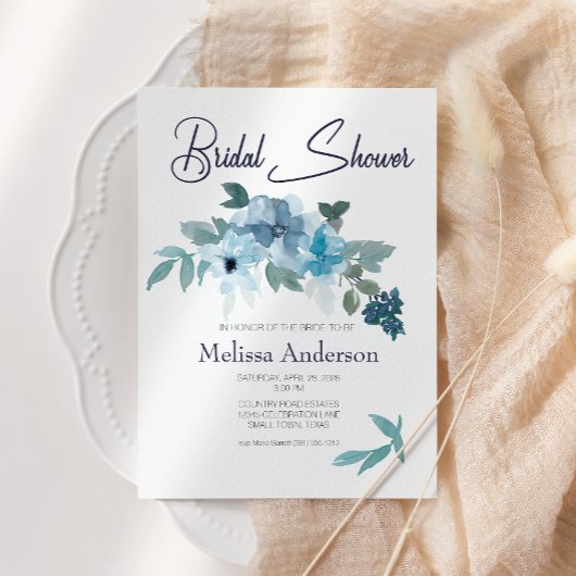 Pastell Blue Watercolor Rose Blumenblätter Brautpa