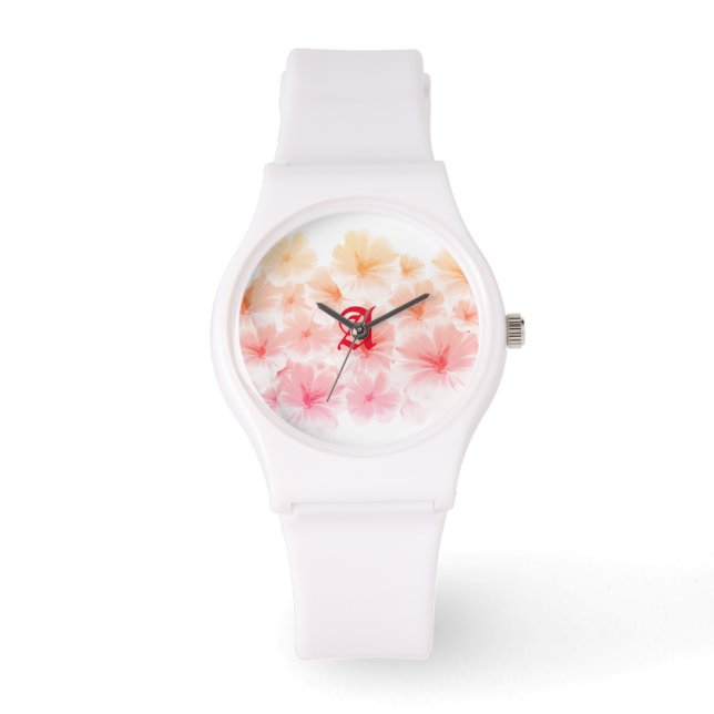Pastell Blume Aquarellfarbe Personalisiert Armbanduhr (Vorderseite)