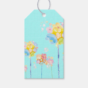 Pastell-Blume auf Aqua Background Geschenkmarke Geschenkanhänger
