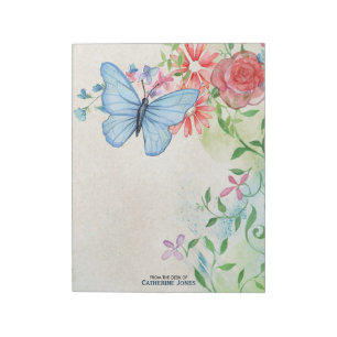 Pastell Blume & Butterfly   Pergament Notizblock