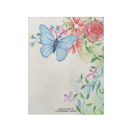 Pastell Blume & Butterfly | Pergament Notizblock (Rotiert)