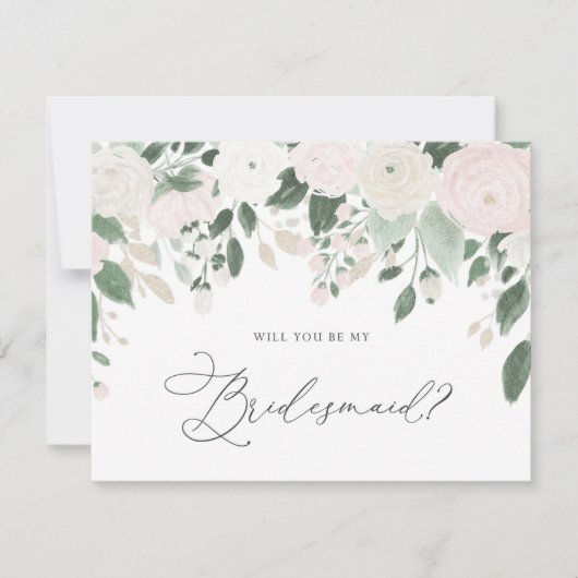 Pastell Blume Glitzer werden Sie meine Bridesmaid Einladung (Vorderseite)