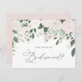 Pastell Blume Glitzer werden Sie meine Bridesmaid Einladung (Vorne/Hinten)