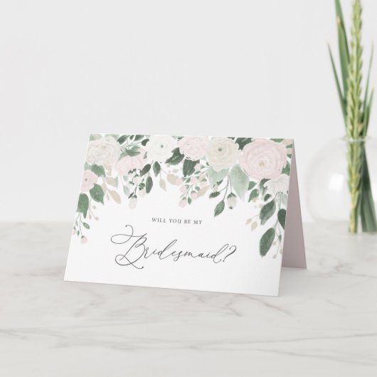 Pastell Blume Glitzer werden Sie meine Bridesmaid Karte (Vorderseite)