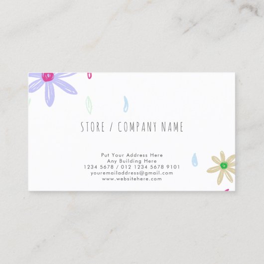 Pastell-Blume | Monogram Visitenkarte (Rückseite)