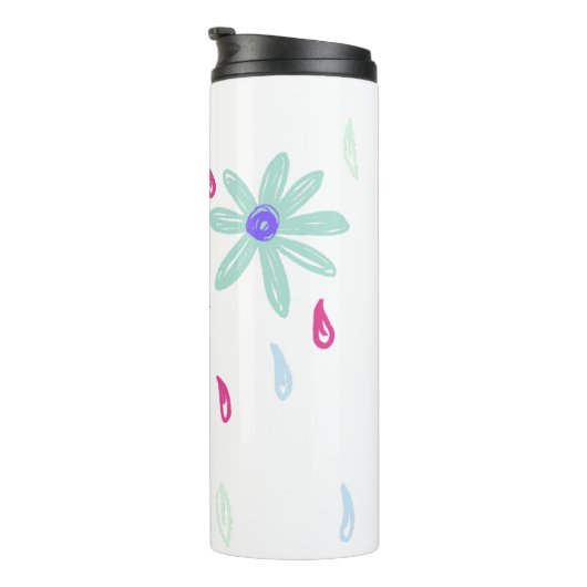 Pastell-Blume | Name Monogram Thermosbecher (Nach rechts gedreht)