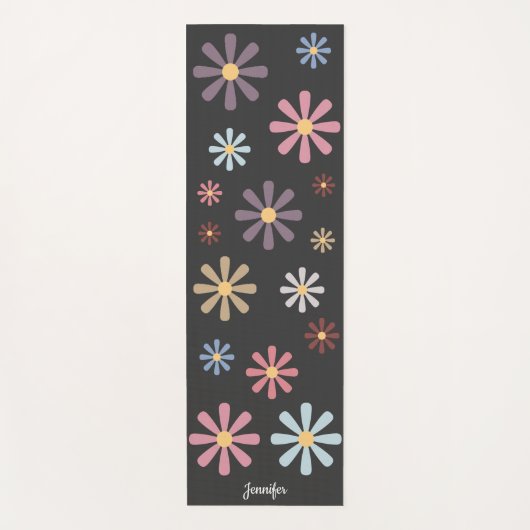 Pastell-Blume Schwarz Yogamatte (Vorderseite)
