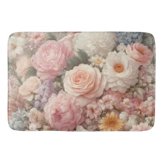 Pastell Blume Shabby Chic Rose Blumenmuster Badematte (Vorderseite)