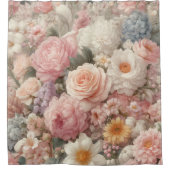 Pastell Blume Shabby Chic Rose Blumenmuster Duschvorhang (Vorderseite)