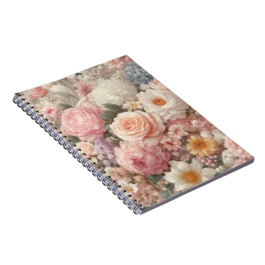 Pastell Blume Shabby Chic Rose Blumenmuster Notizblock (Rechte Seite)