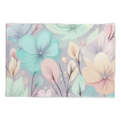 Pastell-Blume und Blätter im Lila Hintergrund Kissenbezug (Rückseite)