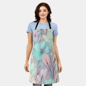 Pastell-Blume und Blätter im Lila Hintergrund Schürze (Getragen)