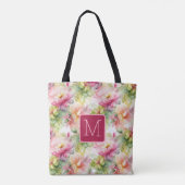 Pastell-Blumen Alkohol-Tinte Farbblock-Monogramm Tasche (Rückseite)