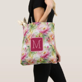 Pastell-Blumen Alkohol-Tinte Farbblock-Monogramm Tasche (Von Nahem)