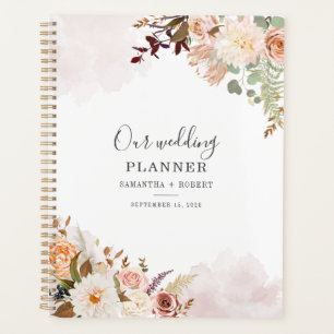 Pastell-Blumen-Aquarell-Blüten-Script-Hochzeit Planer