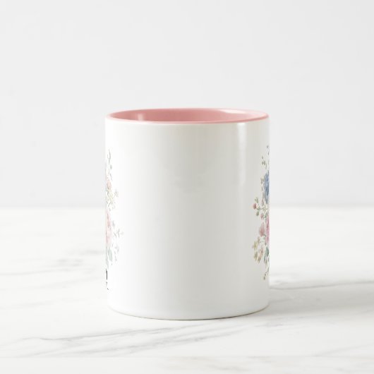 Pastell-Blumen-Aquarell-Hochzeit Zweifarbige Tasse (Mittel)