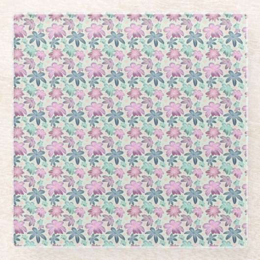 Pastell-Blumen-Aquarellmuster  Glasuntersetzer (Vorderseite)