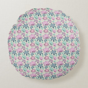 Pastell-Blumen-Aquarellmuster  Rundes Kissen