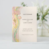 Pastell-Blumen Art Nouveau Save The Date (Stehend Vorderseite)