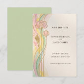 Pastell-Blumen Art Nouveau Save The Date (Vorne/Hinten)