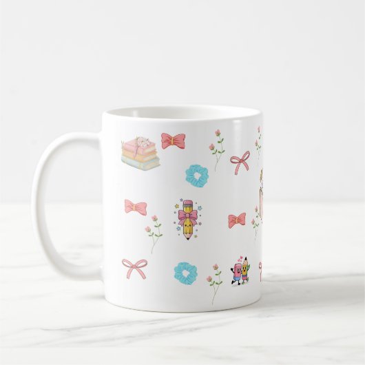 Pastell-Blumen-Buch-Ästhetik-Tasse Kaffeetasse (Links)
