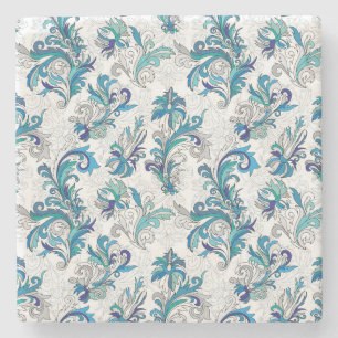 Pastell-Blumen-Doodle-Vintage-Muster. Steinuntersetzer