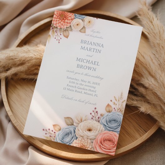 Pastell-Blumen-Eleganzrahmen Einladung
