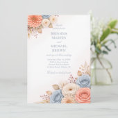 Pastell-Blumen-Eleganzrahmen Einladung (Stehend Vorderseite)