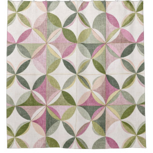 Pastell-Blumen-Geometrie-Cottagecore-Muster Duschvorhang