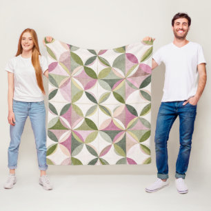 Pastell-Blumen-Geometrie-Cottagecore-Muster Fleecedecke