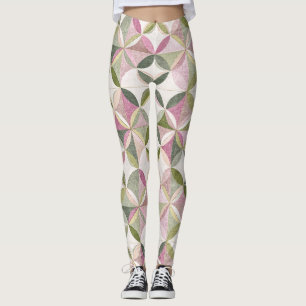 Pastell-Blumen-Geometrie-Cottagecore-Muster Leggings