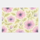 Pastell Blumen Geschenkpapier Set von 3 (Vorderseite 3)