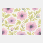 Pastell Blumen Geschenkpapier Set von 3 (Vorderseite 2)