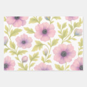 Pastell Blumen Geschenkpapier Set von 3 (Vorderseite)