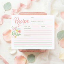 Pastell-Blumen-Hochzeitsdusche-Rezeptkarte