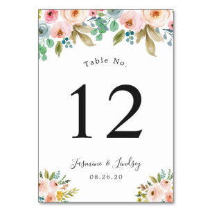 Pastell-Blumen-Hochzeitstisch-Nummer Tischnummer