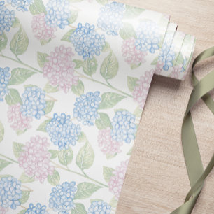 Pastell-Blumen-Hortensien-Geschenkpapier Geschenkpapier