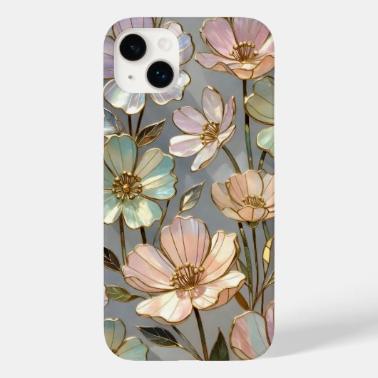 Pastell-Blumen-iPhone-Hülle Gold-Blumen-Design Case-Mate iPhone Hülle (Rückseite)