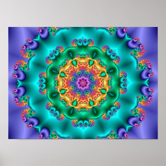 Pastell-Blumen-Kaleidoskop Poster (Vorne)