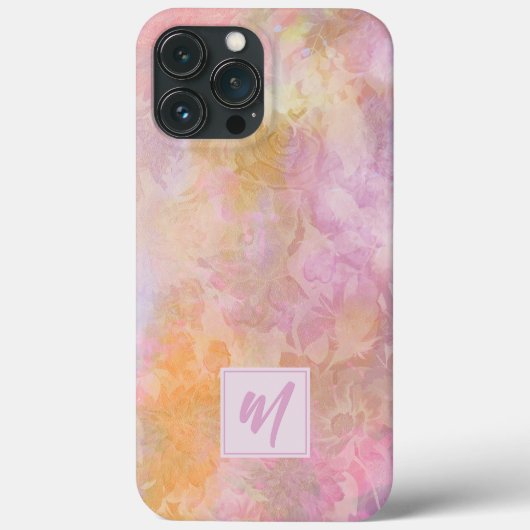 Pastell-Blumen mit chicem Schriftmonogramm Case-Mate iPhone Hülle (Rückseite)