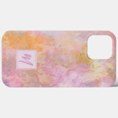 Pastell-Blumen mit chicem Schriftmonogramm Case-Mate iPhone Hülle (Rückseite (Horizontal))