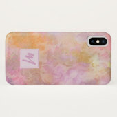 Pastell-Blumen mit schicker Schriftmonogramm Case-Mate iPhone Hülle (Rückseite (Horizontal))