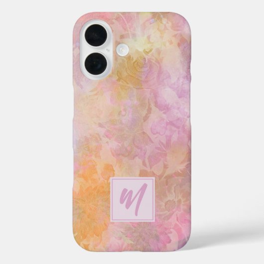 Pastell-Blumen mit schicker Schriftmonogramm Case-Mate iPhone Hülle (Rückseite)