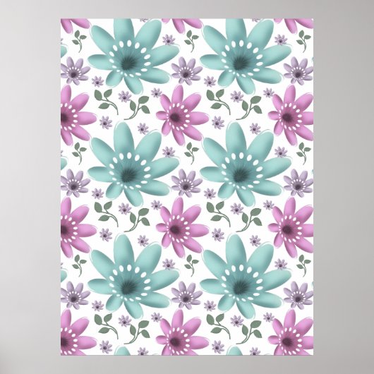Pastell-Blumen-Nahtloses Muster Poster (Vorne)