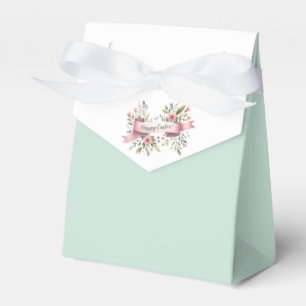 Pastell-Blumen-Osterdesign mit weißer Schleife Geschenkschachtel