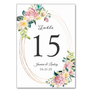 Pastell-Blumen-Oval-Hochzeitstisch-Nummer Tischnummer
